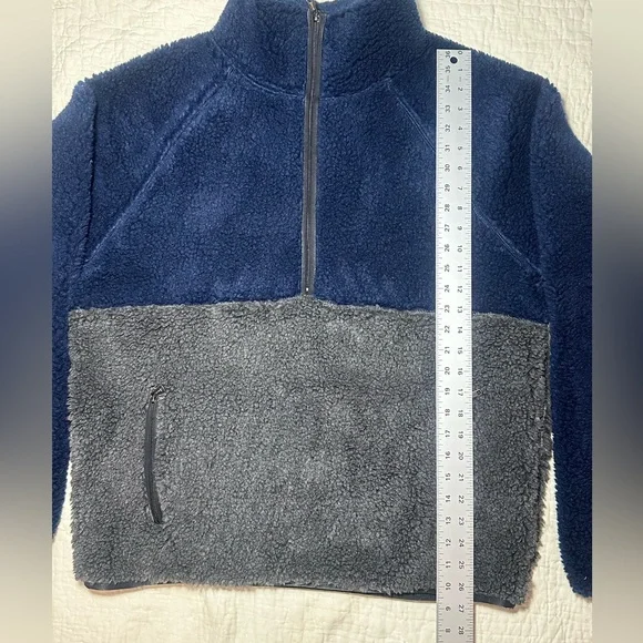 Todd Snyder Navy and Charcoal Fleece Pullover / Jacket - Picture 4 of 7